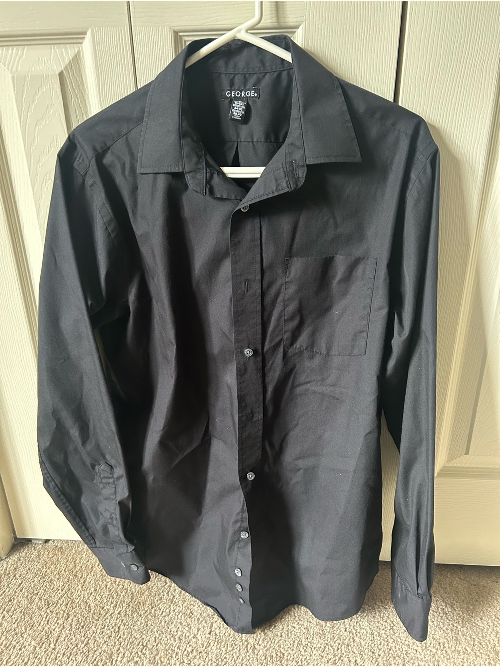 George Men’s Black Long Sleeve Dress Shirt - Classic Collar